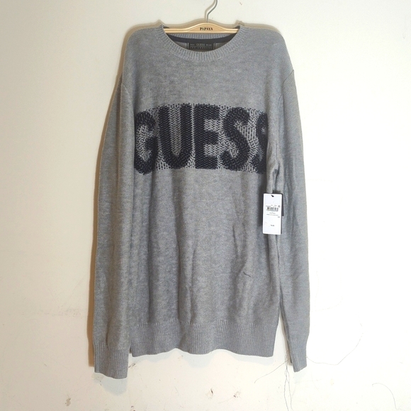 Guess Men's Relaxed fit Long Sleeve Stitched Crewneck Sweater - Picture 1 of 5